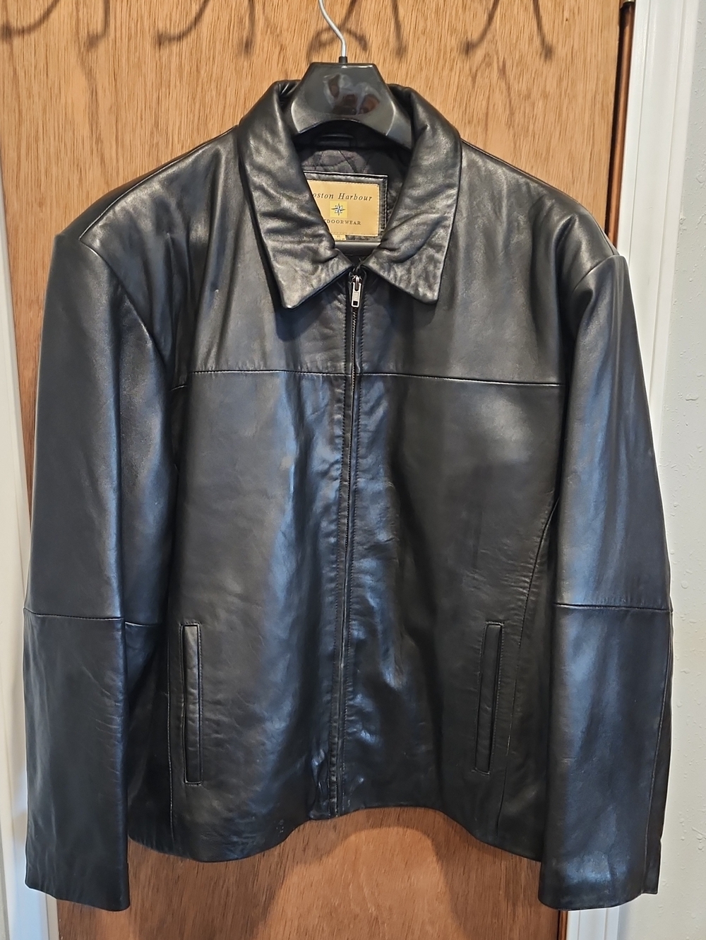 Boston Harbour Outdoorwear Black Leather Coat (Men's XL)